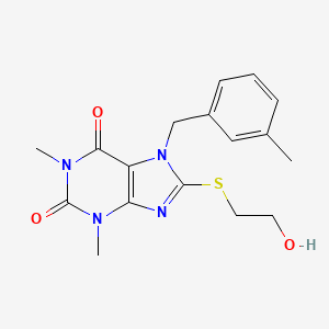 8-(2-Hydroxy-ethylsulfanyl)-1,3-dimethyl-7-(3-methyl-benzyl)-3,7-dihydro-purine-2,6-dione
