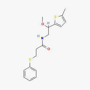 molecular formula C17H21NO2S2 B2620951 N-(2-methoxy-2-(5-methylthiophen-2-yl)ethyl)-3-(phenylthio)propanamide CAS No. 1797875-87-6