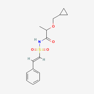 molecular formula C15H19NO4S B2620961 2-(cyclopropylmethoxy)-N-[(E)-2-phenylethenyl]sulfonylpropanamide CAS No. 1252558-83-0