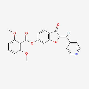 molecular formula C23H17NO6 B2620962 (Z)-3-oxo-2-(pyridin-4-ylmethylene)-2,3-dihydrobenzofuran-6-yl 2,6-dimethoxybenzoate CAS No. 1164522-53-5