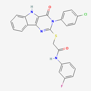 molecular formula C24H16ClFN4O2S B2620968 2-((3-(4-chlorophenyl)-4-oxo-4,5-dihydro-3H-pyrimido[5,4-b]indol-2-yl)thio)-N-(3-fluorophenyl)acetamide CAS No. 536715-15-8
