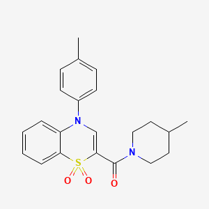 molecular formula C22H24N2O3S B2620972 (1,1-二氧化-4-(对甲苯基)-4H-苯并[b][1,4]噻嗪-2-基)(4-甲基哌啶-1-基)甲酮 CAS No. 1226453-03-7