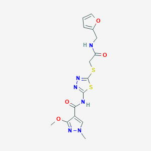 molecular formula C15H16N6O4S2 B2620976 N-(5-((2-((furan-2-ylmethyl)amino)-2-oxoethyl)thio)-1,3,4-thiadiazol-2-yl)-3-methoxy-1-methyl-1H-pyrazole-4-carboxamide CAS No. 1170817-87-4