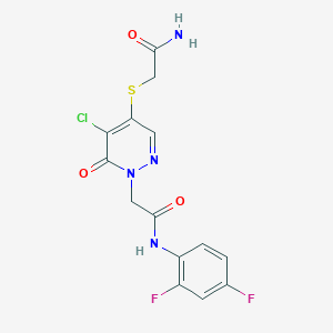 2-(4-((2-amino-2-oxoethyl)thio)-5-chloro-6-oxopyridazin-1(6H)-yl)-N-(2,4-difluorophenyl)acetamide