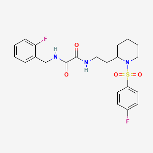 molecular formula C22H25F2N3O4S B2620989 N1-(2-fluorobenzyl)-N2-(2-(1-((4-fluorophenyl)sulfonyl)piperidin-2-yl)ethyl)oxalamide CAS No. 898450-19-6