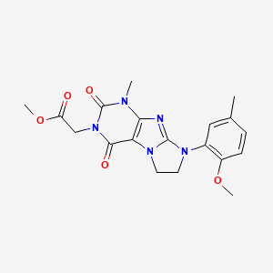 molecular formula C19H21N5O5 B2620990 Methyl 2-[6-(2-methoxy-5-methylphenyl)-4-methyl-1,3-dioxo-7,8-dihydropurino[7,8-a]imidazol-2-yl]acetate CAS No. 899942-41-7