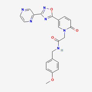 molecular formula C21H18N6O4 B2620994 N-(4-methoxybenzyl)-2-[2-oxo-5-(3-pyrazin-2-yl-1,2,4-oxadiazol-5-yl)pyridin-1(2H)-yl]acetamide CAS No. 1396765-72-2