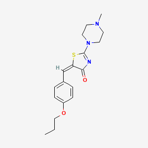 molecular formula C18H23N3O2S B2621036 (E)-2-(4-methylpiperazin-1-yl)-5-(4-propoxybenzylidene)thiazol-4(5H)-one CAS No. 848214-06-2