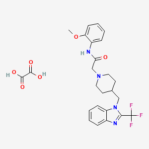molecular formula C25H27F3N4O6 B2621041 N-(2-methoxyphenyl)-2-(4-((2-(trifluoromethyl)-1H-benzo[d]imidazol-1-yl)methyl)piperidin-1-yl)acetamide oxalate CAS No. 1351591-05-3