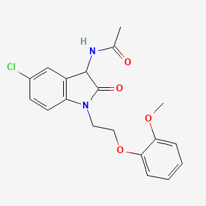 molecular formula C19H19ClN2O4 B2621042 N-(5-chloro-1-(2-(2-methoxyphenoxy)ethyl)-2-oxoindolin-3-yl)acetamide CAS No. 1009415-85-3