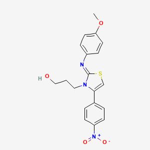 molecular formula C19H19N3O4S B2621049 (Z)-3-(2-((4-methoxyphenyl)imino)-4-(4-nitrophenyl)thiazol-3(2H)-yl)propan-1-ol CAS No. 905769-08-6