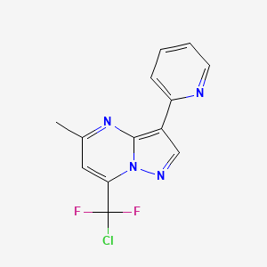 molecular formula C13H9ClF2N4 B2621062 7-[Chloro(difluoro)methyl]-5-methyl-3-(2-pyridinyl)pyrazolo[1,5-a]pyrimidine CAS No. 866049-87-8