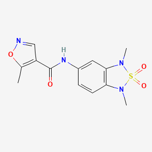 molecular formula C13H14N4O4S B2621063 N-(1,3-dimethyl-2,2-dioxido-1,3-dihydrobenzo[c][1,2,5]thiadiazol-5-yl)-5-methylisoxazole-4-carboxamide CAS No. 2034587-42-1