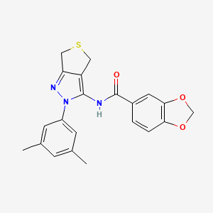 N-[2-(3,5-dimethylphenyl)-4,6-dihydrothieno[3,4-c]pyrazol-3-yl]-1,3-benzodioxole-5-carboxamide