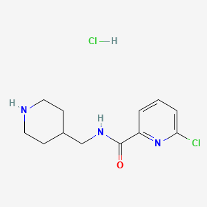 molecular formula C12H17Cl2N3O B2621080 6-Chloro-N-(piperidin-4-ylmethyl)pyridine-2-carboxamide;hydrochloride CAS No. 1645538-24-4