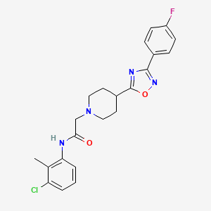 molecular formula C22H22ClFN4O2 B2621090 N-(3-chloro-2-methylphenyl)-2-(4-(3-(4-fluorophenyl)-1,2,4-oxadiazol-5-yl)piperidin-1-yl)acetamide CAS No. 1251703-75-9