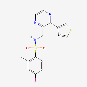 4-fluoro-2-methyl-N-((3-(thiophen-3-yl)pyrazin-2-yl)methyl)benzenesulfonamide