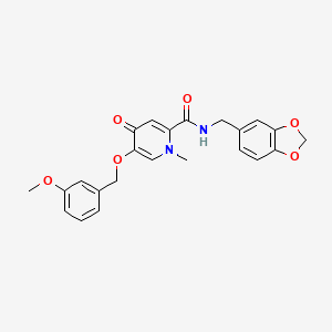 molecular formula C23H22N2O6 B2621094 N-(benzo[d][1,3]dioxol-5-ylmethyl)-5-((3-methoxybenzyl)oxy)-1-methyl-4-oxo-1,4-dihydropyridine-2-carboxamide CAS No. 1021249-85-3
