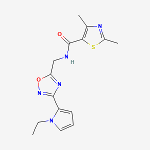 molecular formula C15H17N5O2S B2621099 N-((3-(1-ethyl-1H-pyrrol-2-yl)-1,2,4-oxadiazol-5-yl)methyl)-2,4-dimethylthiazole-5-carboxamide CAS No. 2034510-05-7