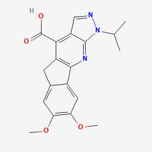 molecular formula C19H19N3O4 B2621109 1-Isopropyl-7,8-dimethoxy-1,5-dihydroindeno[1,2-b]pyrazolo[4,3-e]pyridine-4-carboxylic acid CAS No. 1436004-15-7