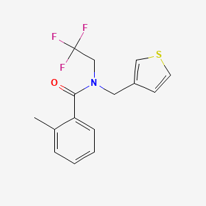molecular formula C15H14F3NOS B2621122 2-methyl-N-(thiophen-3-ylmethyl)-N-(2,2,2-trifluoroethyl)benzamide CAS No. 1235007-79-0