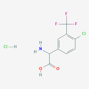 molecular formula C9H8Cl2F3NO2 B2621123 2-Amino-2-[4-chloro-3-(trifluoromethyl)phenyl]acetic acid;hydrochloride CAS No. 2490402-51-0