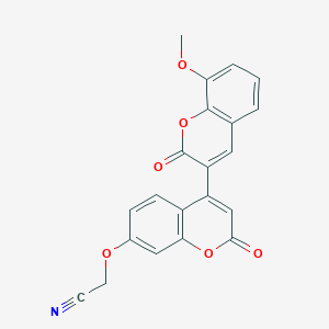 molecular formula C21H13NO6 B2621124 2-[4-(8-Methoxy-2-oxochromen-3-yl)-2-oxochromen-7-yl]oxyacetonitrile CAS No. 869079-48-1