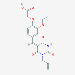 molecular formula C18H18N2O7 B262113 {4-[(1-allyl-2,4,6-trioxotetrahydro-5(2H)-pyrimidinylidene)methyl]-2-ethoxyphenoxy}acetic acid 