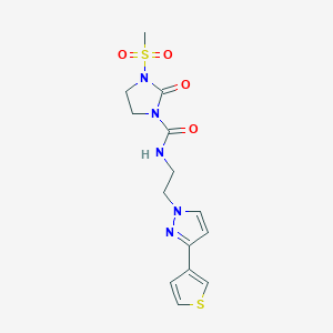 3-(methylsulfonyl)-2-oxo-N-(2-(3-(thiophen-3-yl)-1H-pyrazol-1-yl)ethyl)imidazolidine-1-carboxamide