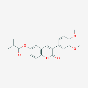 molecular formula C22H22O6 B2621133 3-(3,4-dimethoxyphenyl)-4-methyl-2-oxo-2H-chromen-6-yl 2-methylpropanoate CAS No. 869341-75-3