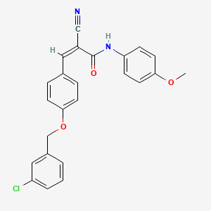 molecular formula C24H19ClN2O3 B2621141 (Z)-3-[4-[(3-Chlorophenyl)methoxy]phenyl]-2-cyano-N-(4-methoxyphenyl)prop-2-enamide CAS No. 365529-35-7