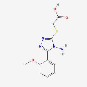 molecular formula C11H12N4O3S B2621143 2-{[4-amino-5-(2-methoxyphenyl)-4H-1,2,4-triazol-3-yl]sulfanyl}acetic acid CAS No. 565179-65-9