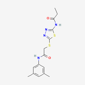 molecular formula C15H18N4O2S2 B2621145 N-(5-((2-((3,5-dimethylphenyl)amino)-2-oxoethyl)thio)-1,3,4-thiadiazol-2-yl)propionamide CAS No. 392296-06-9