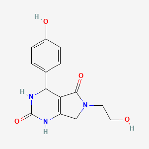 molecular formula C14H15N3O4 B2621146 6-(2-hydroxyethyl)-4-(4-hydroxyphenyl)-3,4,6,7-tetrahydro-1H-pyrrolo[3,4-d]pyrimidine-2,5-dione CAS No. 874594-26-0