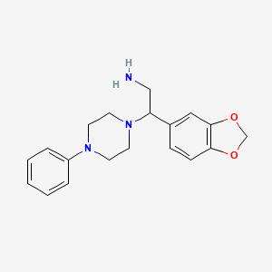 molecular formula C19H23N3O2 B2621153 2-(Benzo[d][1,3]dioxol-5-yl)-2-(4-phenylpiperazin-1-yl)ethanamine CAS No. 1207012-67-6