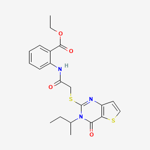 Ethyl 2-(2-((3-(sec-butyl)-4-oxo-3,4-dihydrothieno[3,2-d]pyrimidin-2-yl)thio)acetamido)benzoate