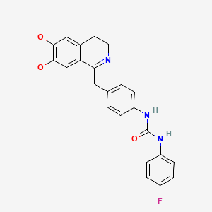 molecular formula C25H24FN3O3 B2621160 3-{4-[(6,7-dimethoxy-3,4-dihydroisoquinolin-1-yl)methyl]phenyl}-1-(4-fluorophenyl)urea CAS No. 1024376-41-7