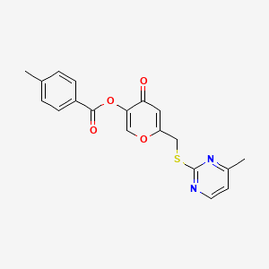 molecular formula C19H16N2O4S B2621167 [6-[(4-Methylpyrimidin-2-yl)sulfanylmethyl]-4-oxopyran-3-yl] 4-methylbenzoate CAS No. 877635-32-0