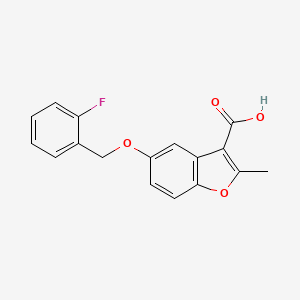 molecular formula C17H13FO4 B2621170 5-[(2-Fluorophenyl)methoxy]-2-methyl-1-benzofuran-3-carboxylic acid CAS No. 302551-88-8