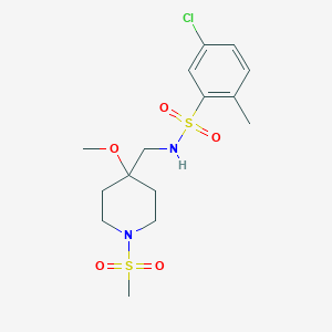 molecular formula C15H23ClN2O5S2 B2621173 5-chloro-N-[(1-methanesulfonyl-4-methoxypiperidin-4-yl)methyl]-2-methylbenzene-1-sulfonamide CAS No. 2415509-47-4