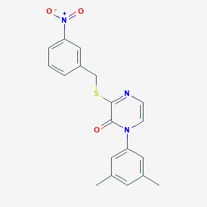 molecular formula C19H17N3O3S B2621174 1-(3,5-dimethylphenyl)-3-((3-nitrobenzyl)thio)pyrazin-2(1H)-one CAS No. 946214-98-8