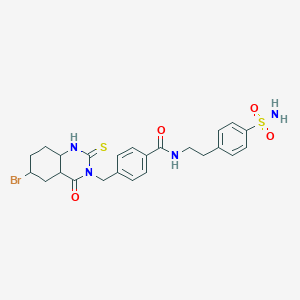 4-[(6-bromo-4-oxo-2-sulfanylidene-1,2,3,4-tetrahydroquinazolin-3-yl)methyl]-N-[2-(4-sulfamoylphenyl)ethyl]benzamide