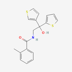 N-(2-hydroxy-2-(thiophen-2-yl)-2-(thiophen-3-yl)ethyl)-2-methylbenzamide