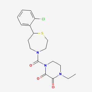 molecular formula C18H22ClN3O3S B2621191 1-(7-(2-Chlorophenyl)-1,4-thiazepane-4-carbonyl)-4-ethylpiperazine-2,3-dione CAS No. 1798672-26-0