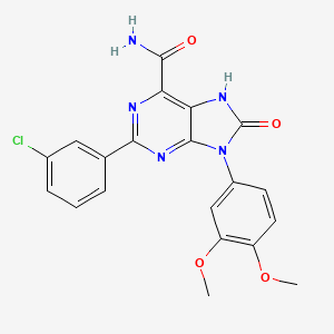 2-(3-chlorophenyl)-9-(3,4-dimethoxyphenyl)-8-oxo-8,9-dihydro-7H-purine-6-carboxamide