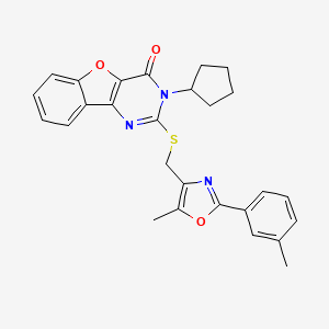 3-cyclopentyl-2-(((5-methyl-2-(m-tolyl)oxazol-4-yl)methyl)thio)benzofuro[3,2-d]pyrimidin-4(3H)-one