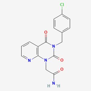 molecular formula C16H13ClN4O3 B2621200 2-[3-(4-chlorobenzyl)-2,4-dioxo-3,4-dihydropyrido[2,3-d]pyrimidin-1(2H)-yl]acetamide CAS No. 931707-86-7