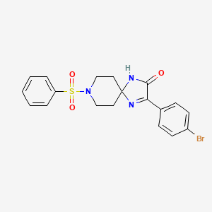 molecular formula C19H18BrN3O3S B2621210 3-(4-Bromophenyl)-8-(phenylsulfonyl)-1,4,8-triazaspiro[4.5]dec-3-en-2-one CAS No. 1189997-89-4