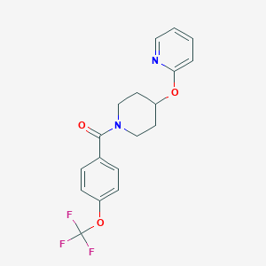 molecular formula C18H17F3N2O3 B2621212 (4-(Pyridin-2-yloxy)piperidin-1-yl)(4-(trifluoromethoxy)phenyl)methanone CAS No. 1428375-42-1
