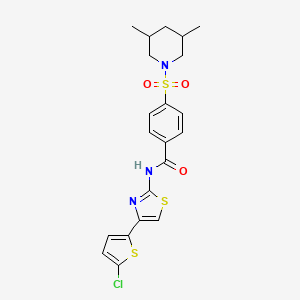 molecular formula C21H22ClN3O3S3 B2621220 N-(4-(5-chlorothiophen-2-yl)thiazol-2-yl)-4-((3,5-dimethylpiperidin-1-yl)sulfonyl)benzamide CAS No. 361167-58-0